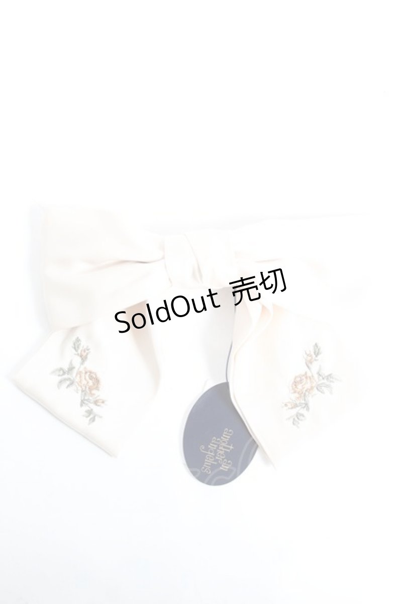 画像1: an another angelus / ローズ刺繍ビッグリボンバレッタ F アイボリー Y-26-02-19-004-CA-AC-SZ-ZY (1)