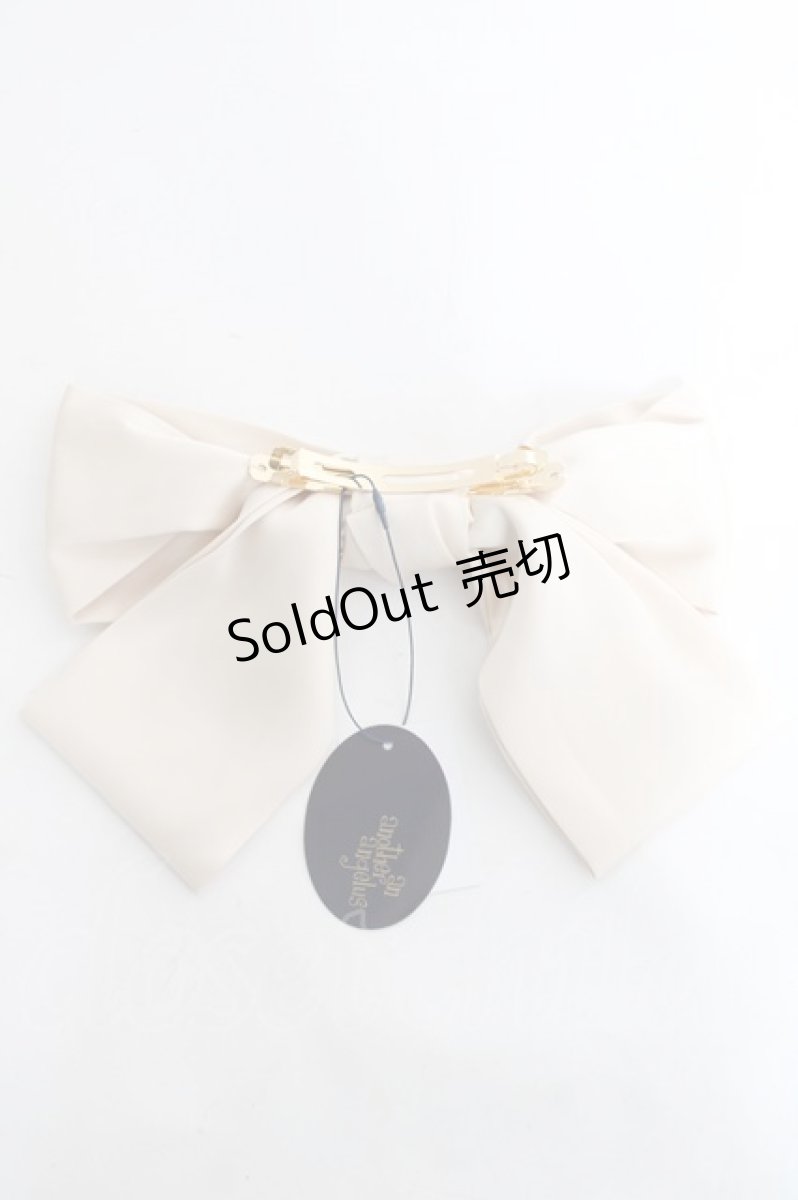 画像2: an another angelus / ローズ刺繍ビッグリボンバレッタ F アイボリー Y-26-02-19-004-CA-AC-SZ-ZY (2)