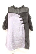 axes femme POETIQUE / チャイナボタンバイカラーブラウス  黒×ラベンダー Y-26-02-19-022-AX-BL-SZ-ZY