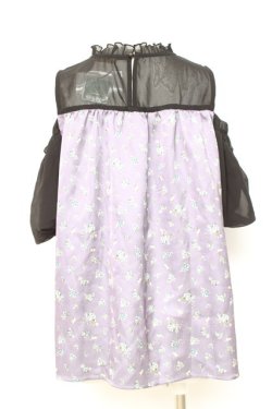 画像2: axes femme POETIQUE / チャイナボタンバイカラーブラウス  黒×ラベンダー Y-26-02-19-022-AX-BL-SZ-ZY