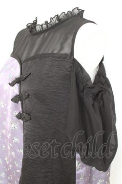 画像3: axes femme POETIQUE / チャイナボタンバイカラーブラウス  黒×ラベンダー Y-26-02-19-022-AX-BL-SZ-ZY