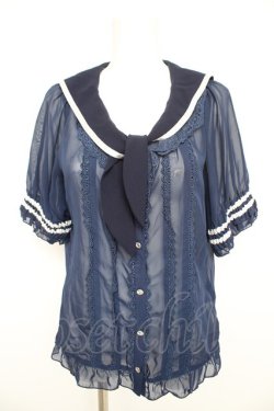 画像1: axes femme kawaii / 2WAYセーラーブラウス M 紺 Y-26-02-21-043-AX-BL-SZ-ZY