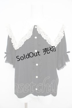 画像1: Dear My Love / 刺繍レースフリルセーラーブラウス M 黒 Y-26-02-21-050-EL-BL-SZ-ZY