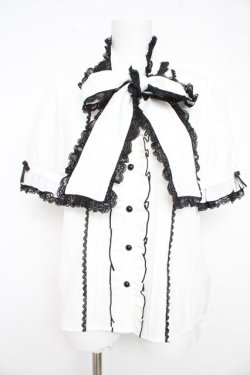 画像1: Dear My Love / レースフリルたっぷり上品ボウタイリボンブラウス M 白 Y-26-02-21-051-EL-BL-SZ-ZY