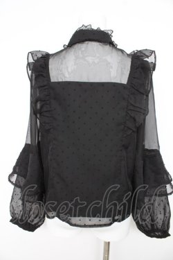 画像2: Rojita / ラッフルスリーブドビードットブラウス F 黒 Y-26-02-21-052-LO-BL-SZ-ZY