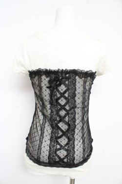 画像2: LODISPOTTO / ビスチェ風レース切替カットソー M オフ×黒 Y-26-02-21-055-LO-TO-SZ-ZY