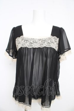 画像1: LODISPOTTO / プリーツシフォンブラウス  黒 Y-26-02-21-056-LO-BL-SZ-ZY