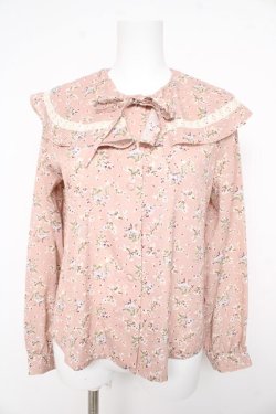 画像1: Fi.n.t / ケープ衿小花柄ブラウス F ピンク Y-26-02-21-058-CA-BL-SZ-ZY