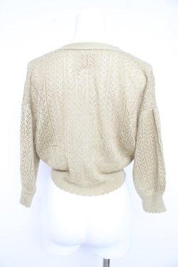 画像2: F&A / 押し花釦透かし編み5分袖カーディガン F グリーン Y-26-02-21-060-LO-TO-SZ-ZY