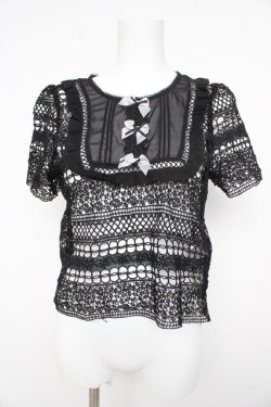 画像1: axes femme kawaii / 総ースブラウス M 黒 Y-26-02-21-063-AX-BL-SZ-ZY