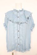 axes femme / ビッグフリルフェミニンブラウス M サックス Y-26-02-21-064-AX-BL-SZ-ZY