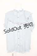 axes femme / ビッグフリルフェミニンブラウス M サックス Y-26-02-21-064-AX-BL-SZ-ZY
