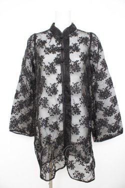 画像1: axes femme kawaii / シースルーチャイナブラウス M 黒 Y-26-02-21-068-AX-BL-SZ-ZY