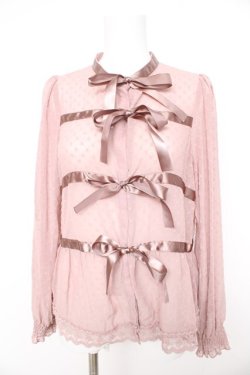 画像1: axes femme kawaii / ドットリボンブラウス M アワピンク Y-26-02-21-070-AX-BL-SZ-ZY