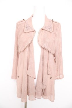 画像1: axes femme / レースエンボストレンチ風ジャケット M 淡ピンク Y-26-02-21-071-AX-TO-SZ-ZY