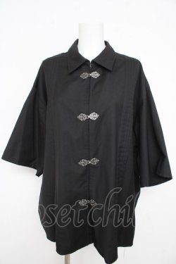 画像1: HARE / メタルボタンプリーツシャツ F ブラック Y-26-02-21-082-GO-BL-SZ-ZY