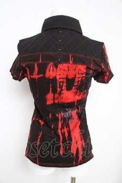 画像2: Ozz Croce / プリント入りポロシャツ  黒×赤 Y-26-02-21-083-OO-TO-SZ-ZY
