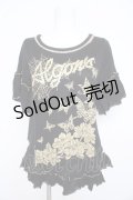 ALGONQUINS / ラメプリントカットソー F 黒×金 Y-26-02-21-085-AL-TO-SZ-ZY