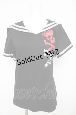 画像1: Drug Honey / スカルptセーラーカットソー  黒 Y-26-02-21-086-PU-TO-SZ-ZY