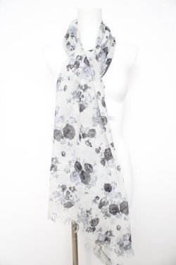 画像1: axes femme / ぼかし花シュシュ付ストール F グレー Y-26-02-21-002-AX-ZA-SZ-ZY