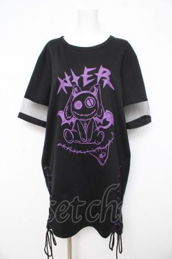 画像1: NieR Clothing / 編み上げワンピース F 黒 Y-26-02-21-092-PU-OP-SZ-ZY