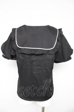 画像2: Honey Cinnamon / 衿リボン配色ブラウス F 黒 Y-26-02-21-007-LO-BL-SZ-ZY