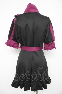 画像2: DearMyLove / 十字架刺繍フリルシスタージャージワンピース M ブラック×パープル Y-26-02-21-096-EL-OP-SZ-ZY