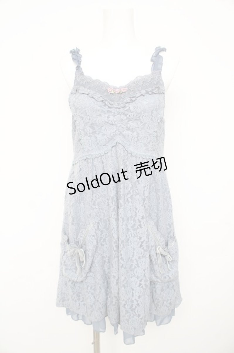 画像1: axes femme / 起毛レース使いフェミニンワンピース M サックス Y-26-02-21-101-AX-OP-SZ-ZS (1)