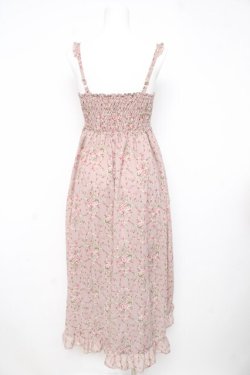 画像2: axes femme / スリット入りバラ柄ロングワンピース M 淡ピンク Y-26-02-21-103-AX-OP-SZ-ZY