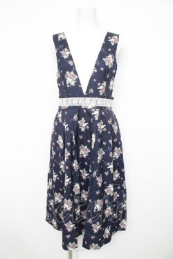 画像1: axes femme / 花柄ワンピース  紺 Y-26-02-21-104-AX-OP-SZ-ZY