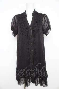 画像1: axes femme / ドットローウエストチュニック M 黒 Y-26-02-21-106-AX-OP-SZ-ZY