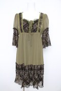 axes femme / チェック切替チュニック M カーキ Y-26-02-21-107-AX-OP-SZ-ZY