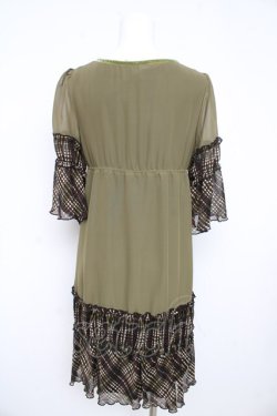 画像2: axes femme / チェック切替チュニック M カーキ Y-26-02-21-107-AX-OP-SZ-ZY