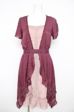 画像1: axes femme / タックスリット切り替えワンピース M ワイン Y-26-02-21-110-AX-OP-SZ-ZI (1)