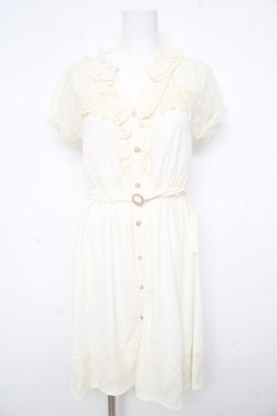 画像1: axes femme / レーシー切り替えワンピース M 生成り Y-26-02-21-113-AX-OP-SZ-ZY