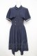 画像1: axes femme / ハイウエストフラシ半袖ワンピース  紺 Y-26-02-21-114-AX-OP-SZ-ZY (1)
