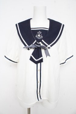 画像1: Amavel / リボンエンブレムセーラーブラウス F 白 Y-26-02-21-010-CA-BL-SZ-ZY