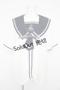 画像1: Amavel / リボンエンブレムセーラーブラウス F 白 Y-26-02-21-010-CA-BL-SZ-ZI