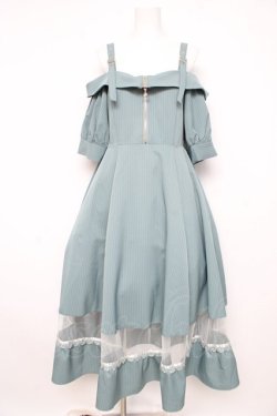 画像1: axes femme / オフショル風ストライプワンピース  グリーン Y-26-02-21-122-AX-OP-SZ-ZY