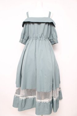 画像2: axes femme / オフショル風ストライプワンピース  グリーン Y-26-02-21-122-AX-OP-SZ-ZY