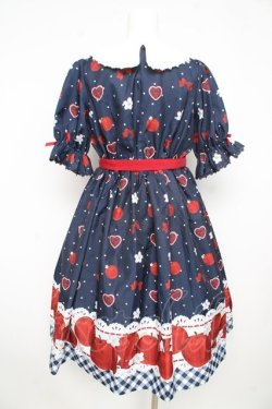 画像2: Chalmiere / スウィーティアップルワンピース  ネイビー Y-26-02-21-128-LO-OP-SZ-ZY