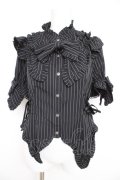 Chalmiere / ストライプリボンブラウス M 黒 Y-26-02-21-011-LO-BL-SZ-ZY
