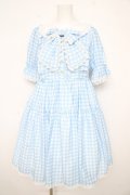 axes femme kawaii / ギンガムチェック柄ワンピース M サックス Y-26-02-21-129-AX-OP-SZ-ZY