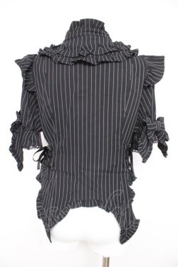 画像2: Chalmiere / ストライプリボンブラウス M 黒 Y-26-02-21-011-LO-BL-SZ-ZY
