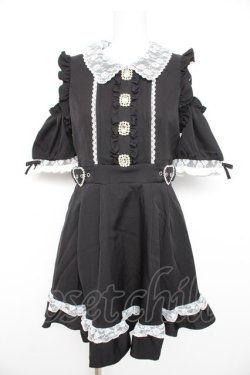 画像1: DearMyLove / キラキラビジューオフショルフリルワンピース M 黒 Y-26-02-21-135-EL-OP-SZ-ZY