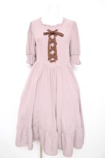 画像1: m petit by misako / AMレースアップワンピース M 中桃 Y-26-02-21-137-LO-OP-SZ-ZI (1)