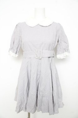 画像1: evelyn / コットンレースギンガムワンピース  グレー Y-26-02-21-141-LO-OP-SZ-ZY