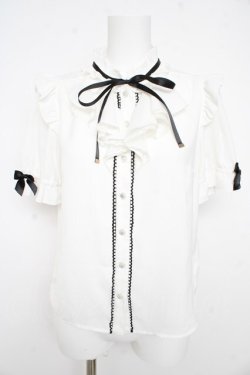 画像1: Secret Honey / ラッフルフリル半袖ブラウス 2 白 Y-26-02-21-012-CA-BL-SZ-ZY