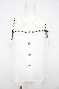 Ank Rouge / はしごレース配色ブラウス M 白 Y-26-02-21-013-CA-BL-SZ-ZY