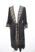 axes femme / 刺繍入りロングガウンカーディガン M 黒 Y-26-02-21-151-AX-OP-SZ-ZY